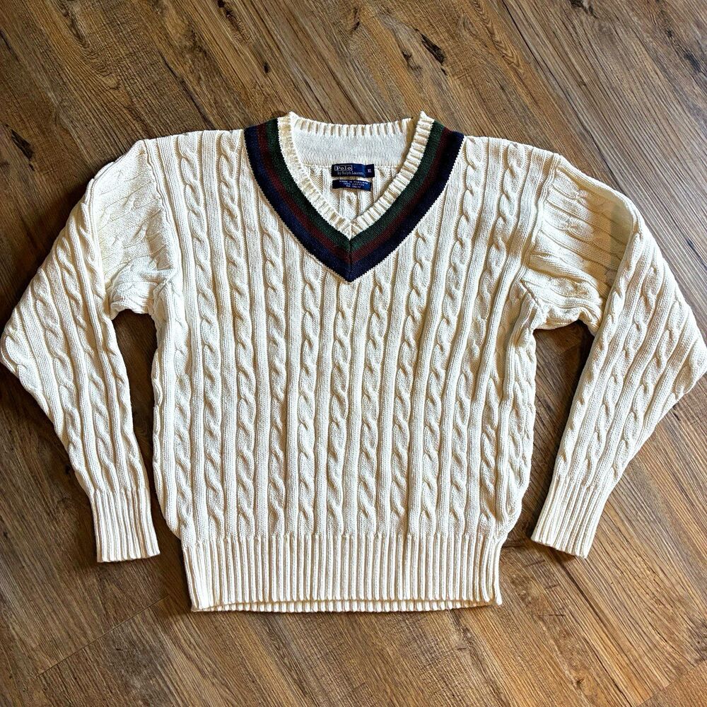 VTG Polo by Ralph Lauren Men's S (Shrunken From XL) Cricket Sweater Cotton